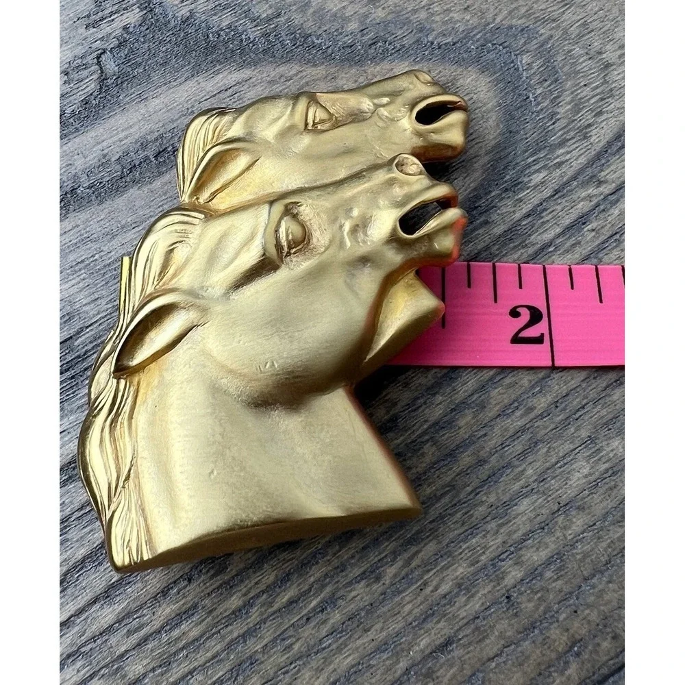 Doreen Ryan Vintage Gold Tone Two Horse Heads Pin Brooch Equestrian Rare Vintage